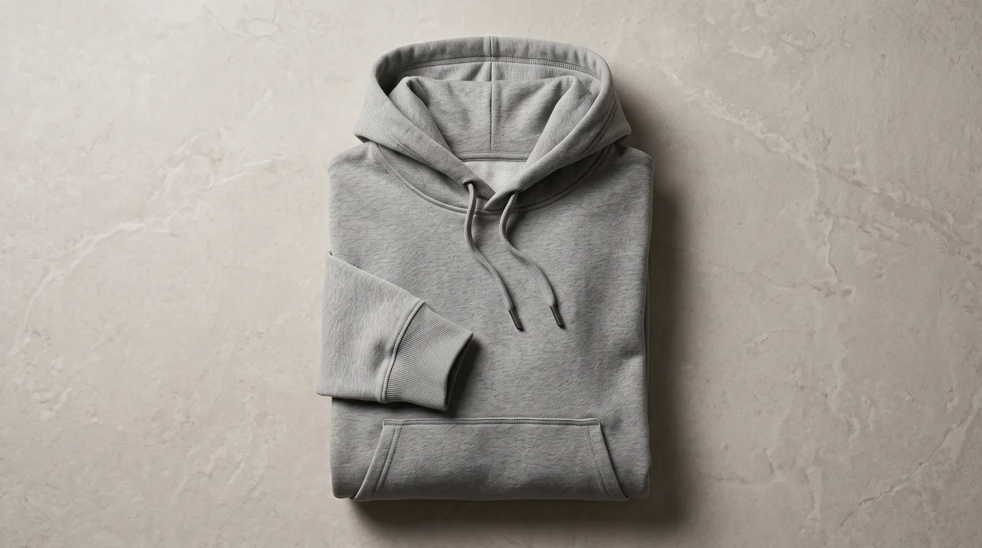Heavyweight 380 GSM loopback French Terry pullover hoodie in heather grey